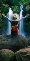 Woman waterfall